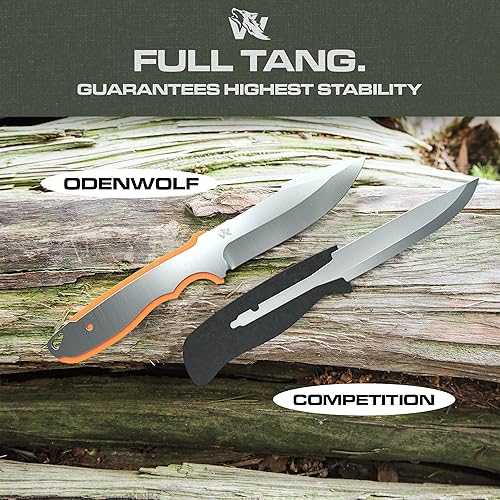 Vista 66 de ODENWOLF WOLF-I - Cuchillo de supervivencia de espiga completa con funda, elegante hoja fija táctica, hecho de acero 440C, cuchillo de supervivencia