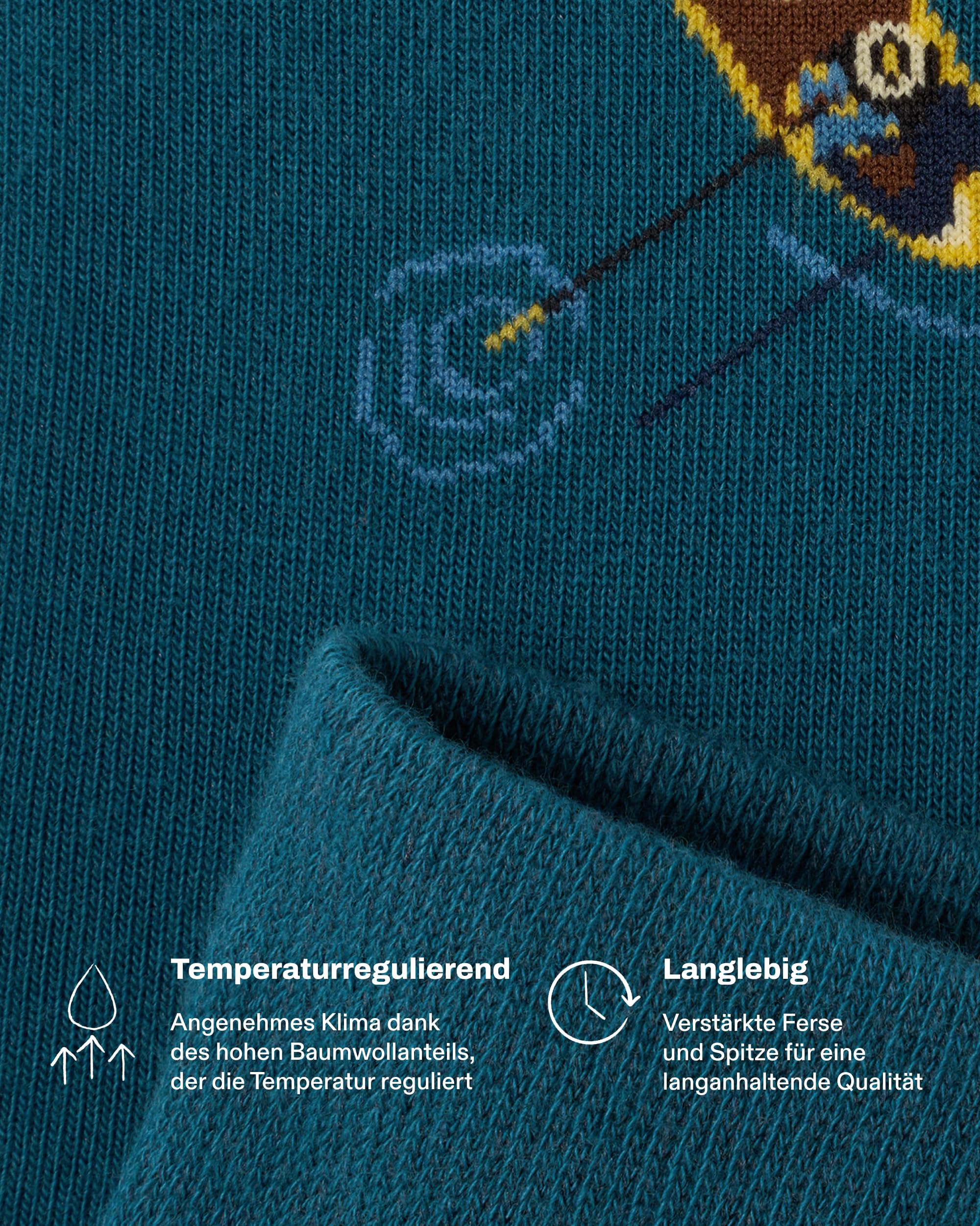 von Jungfeld Baumwollsocken Herren & Damen, bestickte Motivsocken aus Bio-Baumwolle mit Sport-Icons, buntes Socken-Geschenkset, Unisex