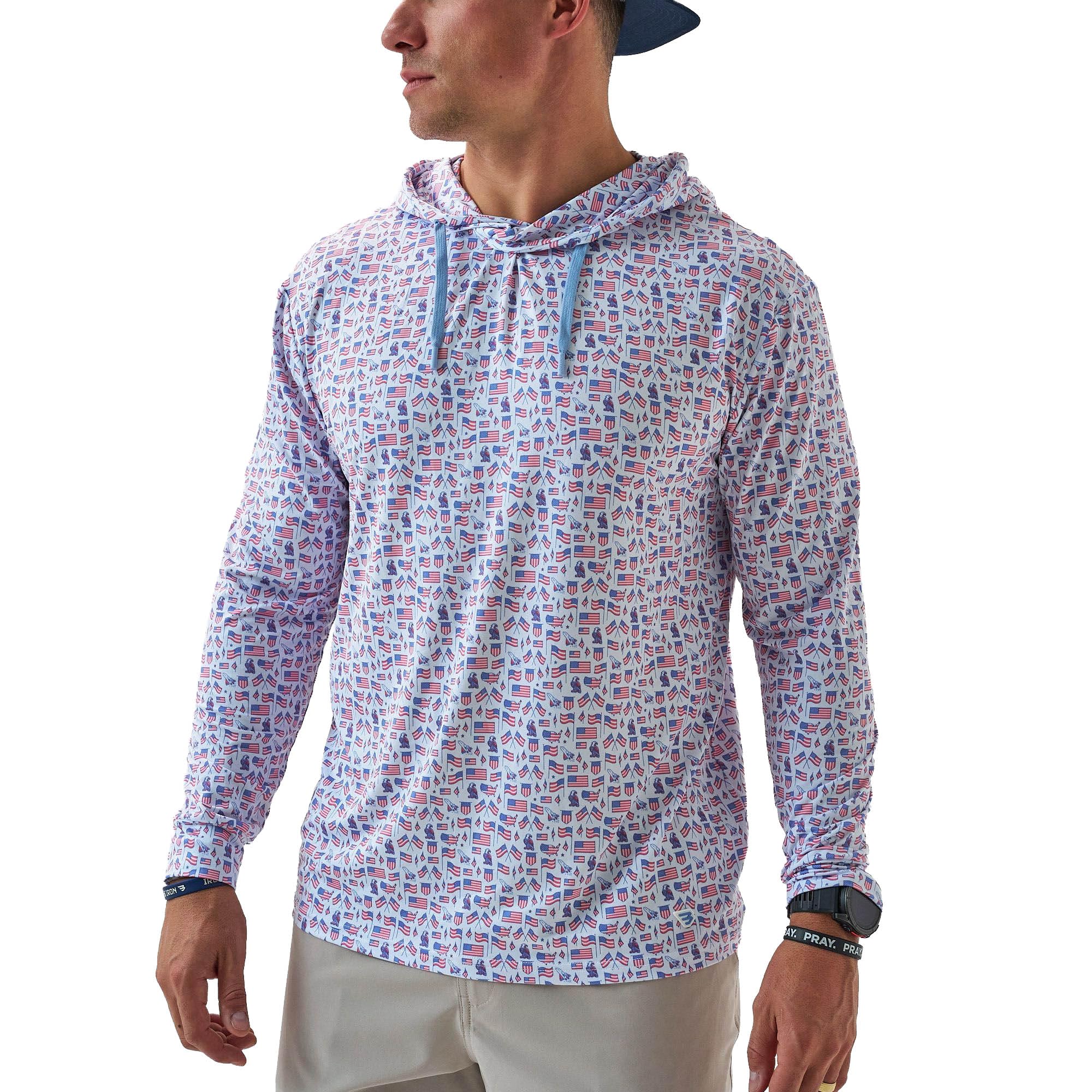 Burlebo Men’s Performance Hoodie – Lightweight Long Sleeve Pullover, Athletic Fit, Moisture-Wicking, Sun Protection