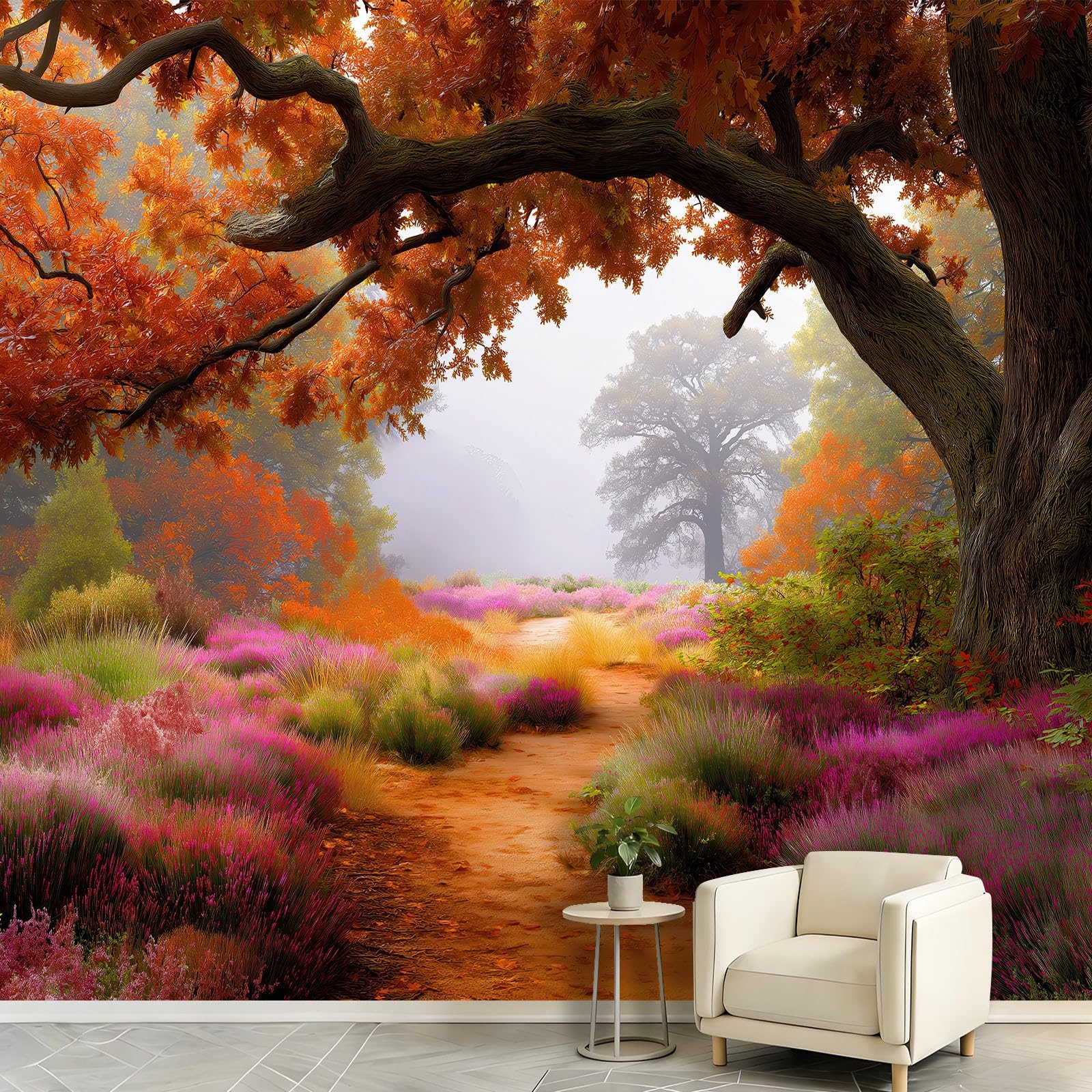 WTD - Papel pintado fotográfico (fieltro, 300 x 210 cm), diseño de bosque de otoño