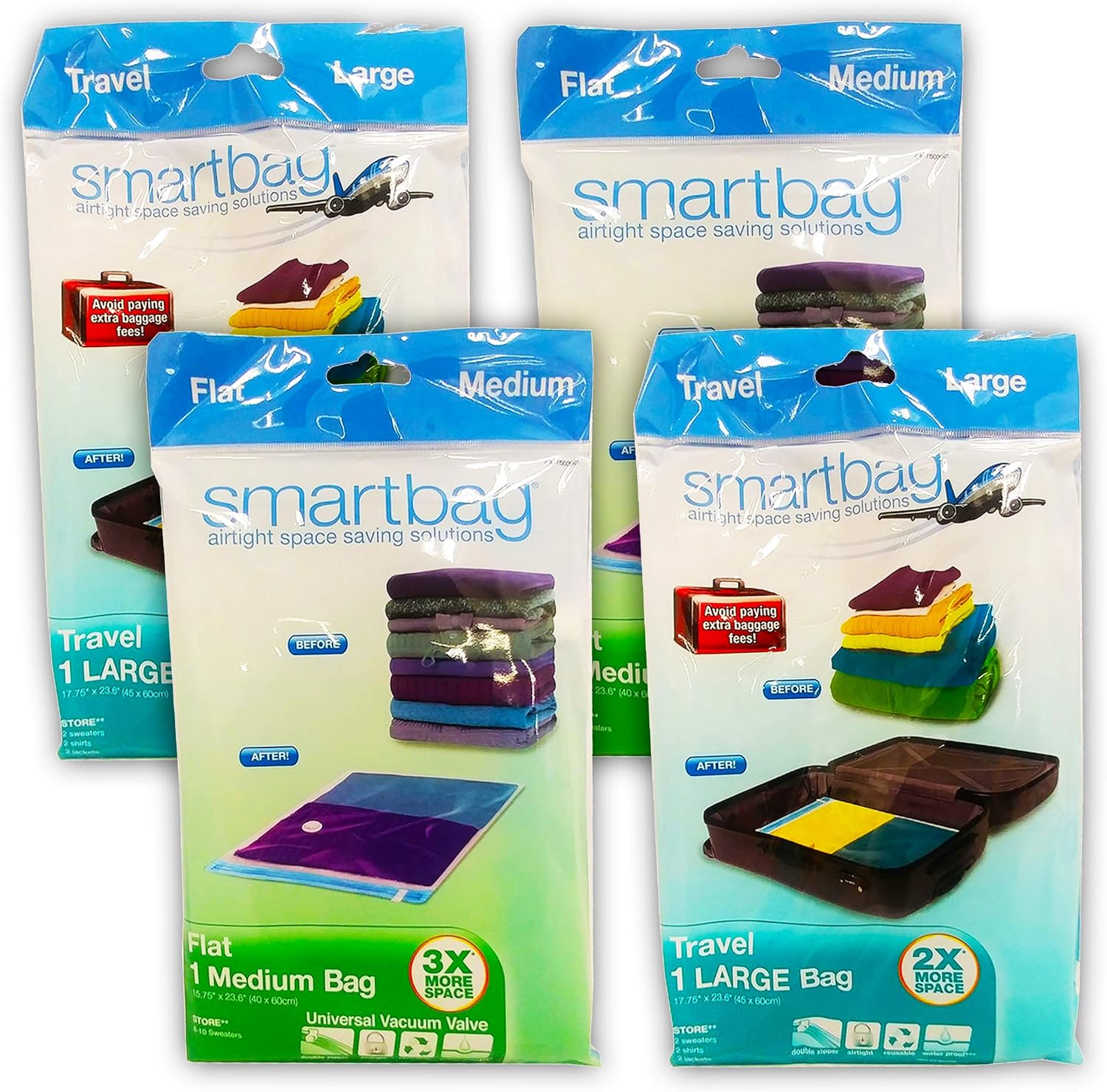 Vacuum Storage Bags for Clothes Set of 4 Vacuum Sealed