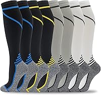 fenglaoda 8 Pairs 20-30mmHg Compression Socks Men Women Knee High - Nurse, Pregnancy, Running, Travel, Athletic Socks