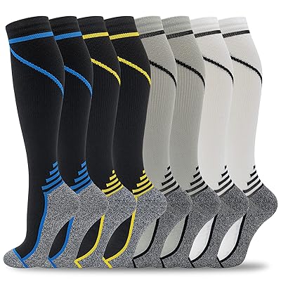 fenglaoda 8 Pairs Compression Socks for Men & Women 20-30 mmHg Knee High Nurse Pregnant Running Medical and Travel Athletic