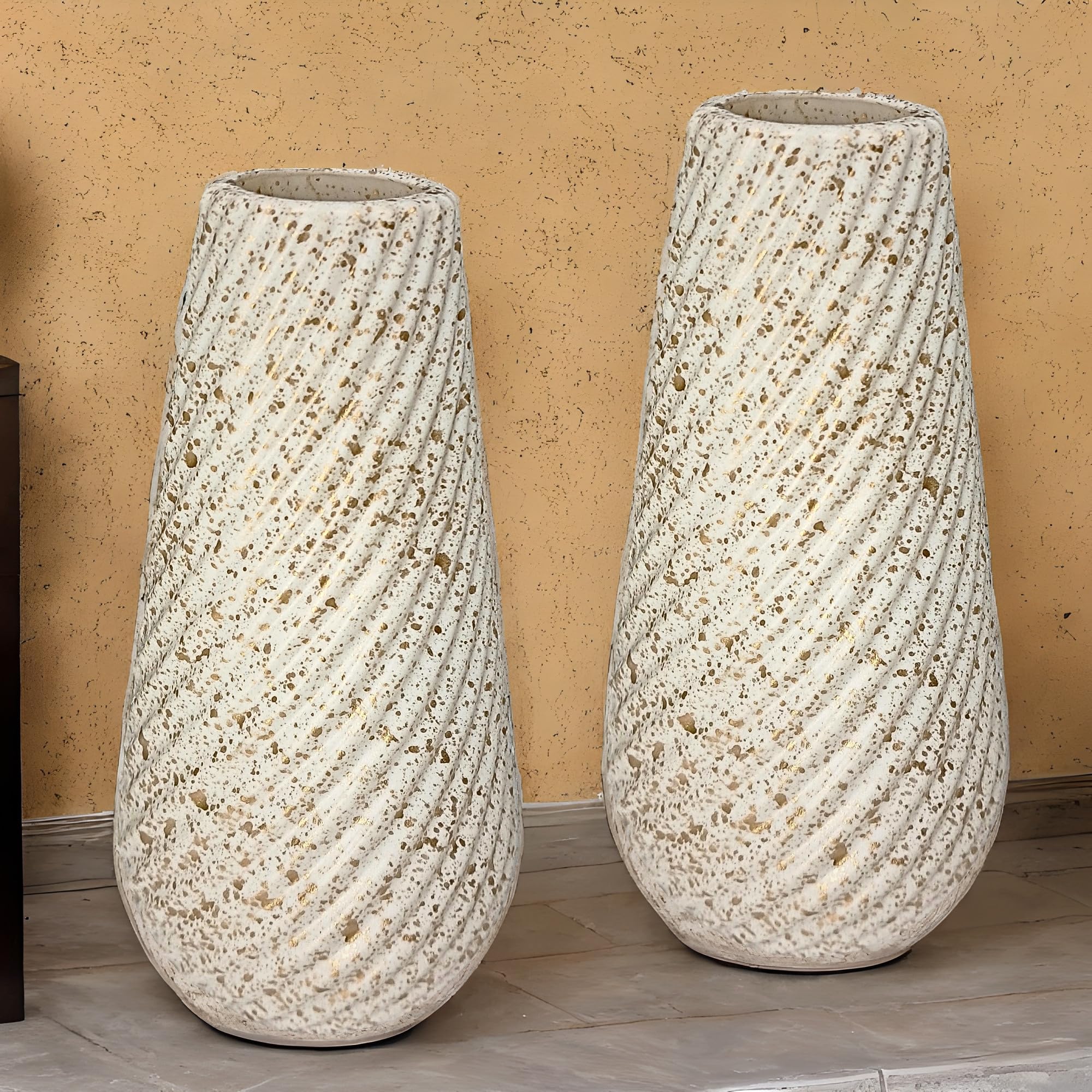 Unbreakable Flower Vase Combo with Golden Sparkels - Perfect Flower Pot for Stylish Decorative Real & Artificial Flowers Arrangements with Your Versatile Floral Display