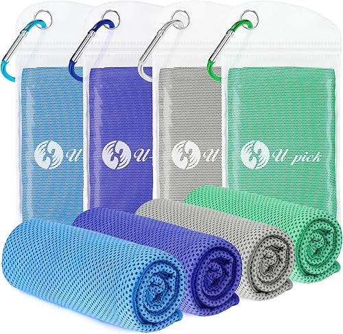 Miniatura 10 de U-pick - Paquete de 4 toallas de enfriamiento (40 x 12 pulgadas), toalla de microfibra suave, transpirable y fresca para yoga, deportes, gimnasio,
