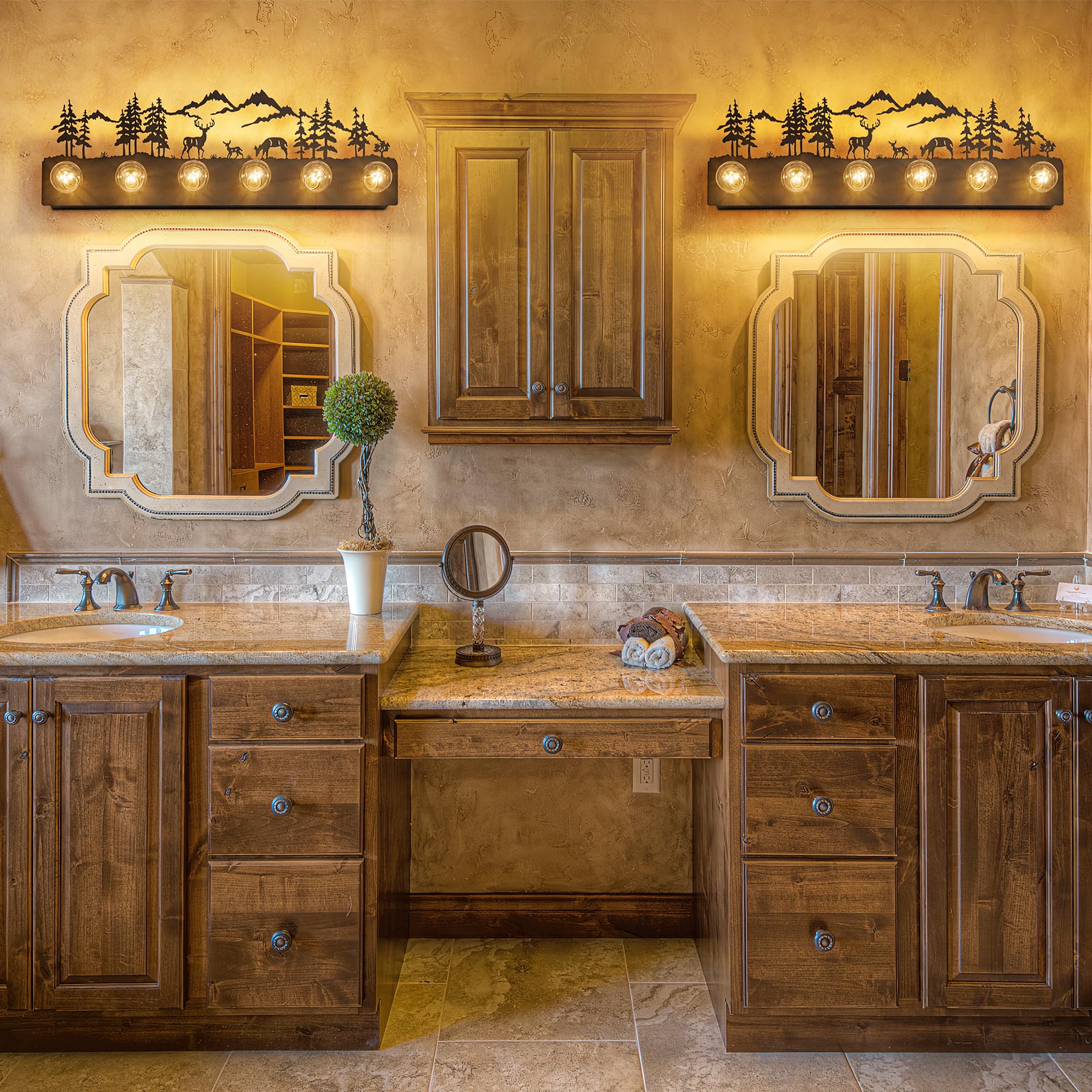TOCHIC Rustic Bathroom Vanity Light, 6-Light Black Vintage