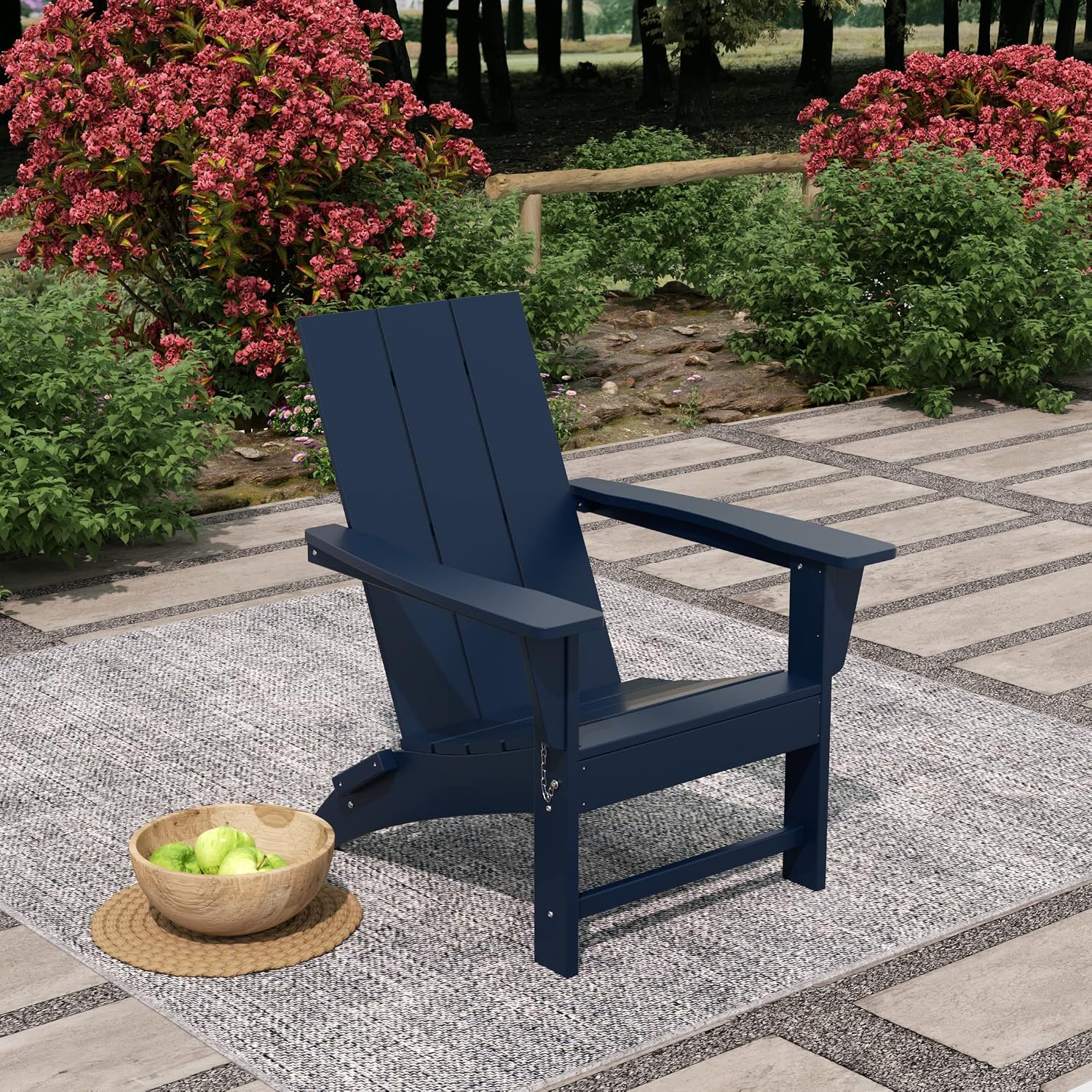 WestinTrends Ashore Modern Outdoor Folding Adirondack Chair, Navy Blue