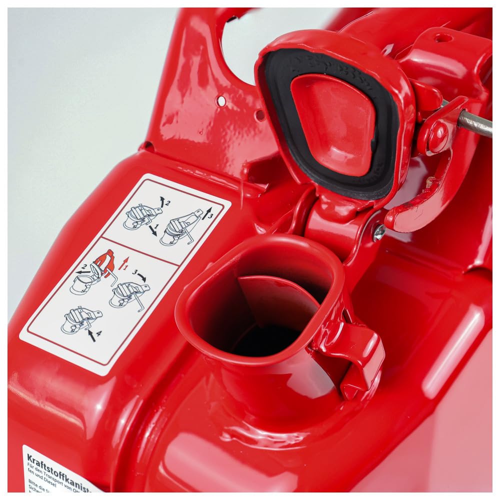 Dönges Benzinkanister 20 Liter Metall rot | TÜV, GS, UN geprüft | GGVS Zulassung | Stahlkanister für Benzin, Diesel & Bio Ethanol | Kanister, Blechkanister, Reservekanister, kraftstoffkanister