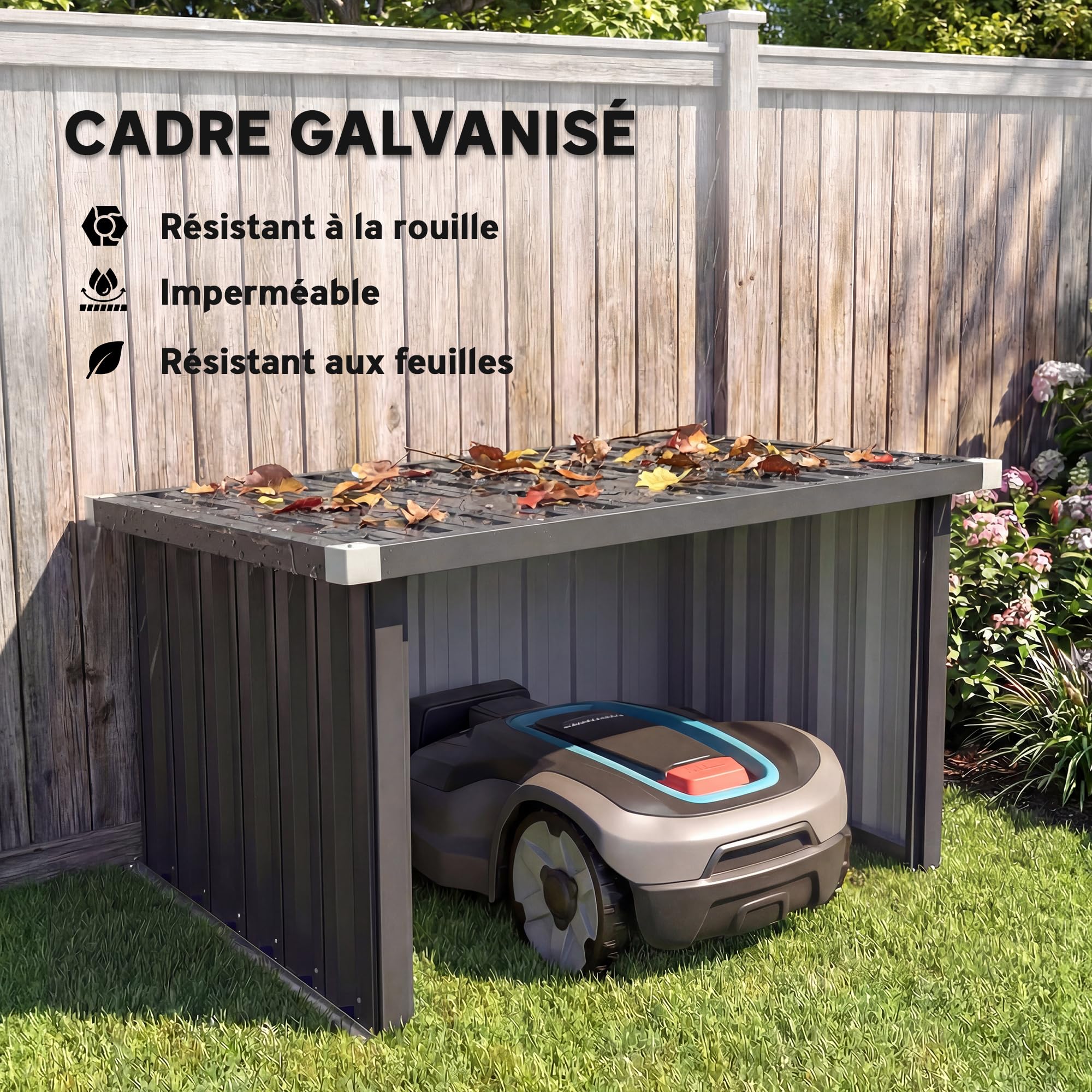 Outsunny Abri Robot Tondeuse 108 x 86 x 62,5 cm Montage Facile Gris Foncé