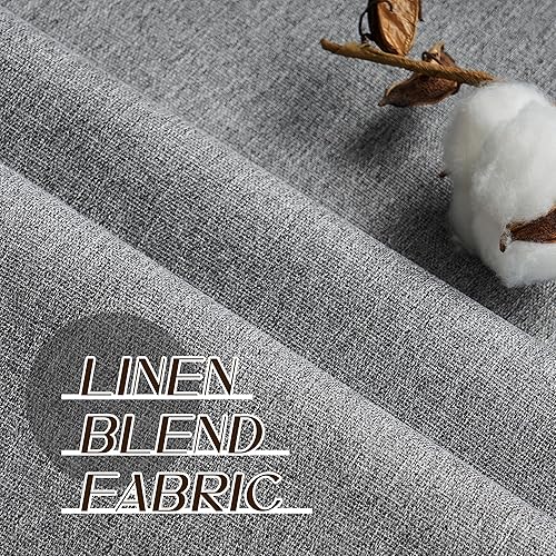 Miniatura 5 de Cortinas opacas con textura de lino gris total para dormitorio, con aislamiento térmico, cortinas cortas de 64 pulgadas, cortinas de granja con