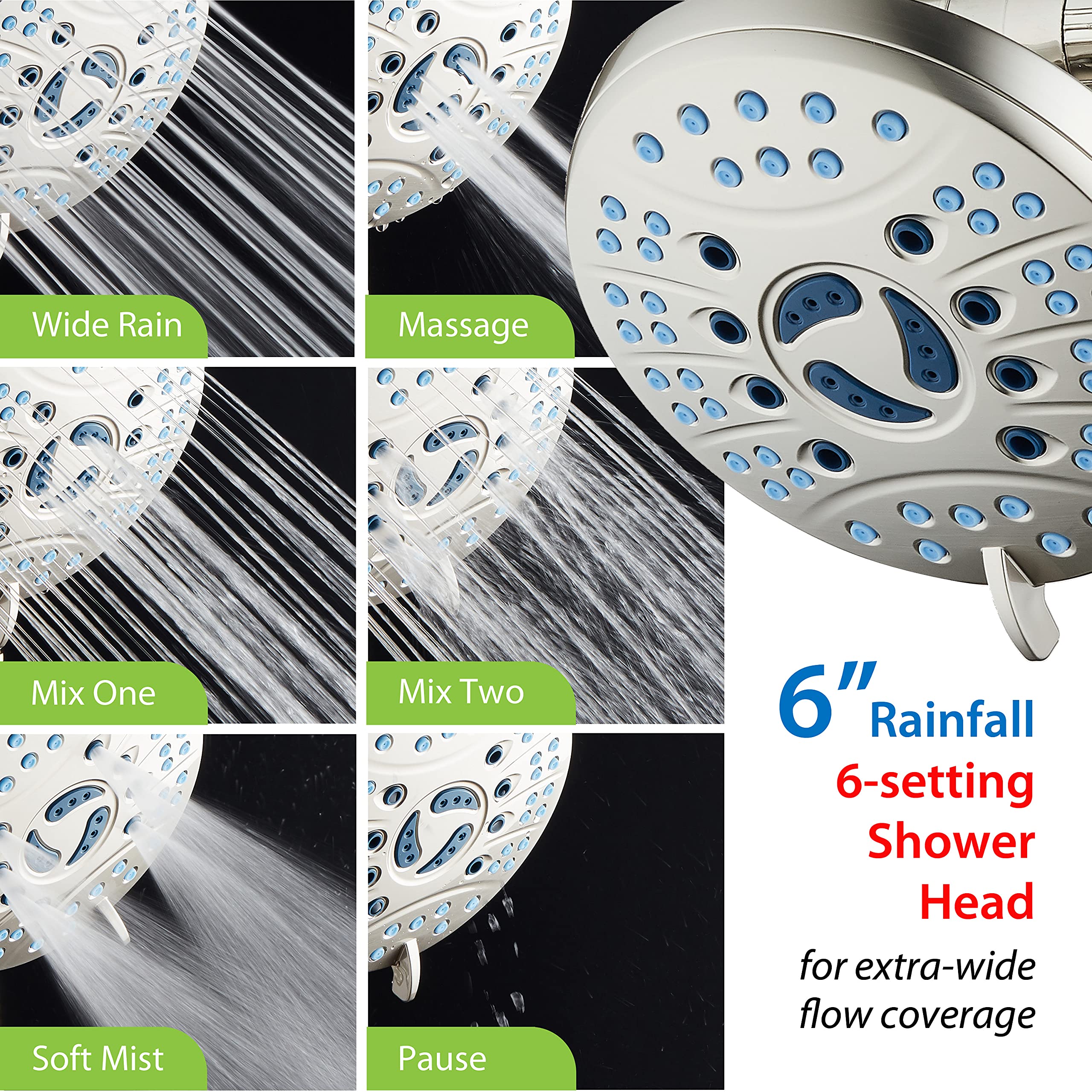 AquaCare AS-SEEN-ON-TV - Combo de cabezal de ducha de 3 vías de alta presión, 50 modos, lluvia y mano de 3 vías, boquillas antiobstrucciones, bañera y azulejos y lavado a presión para mascotas,