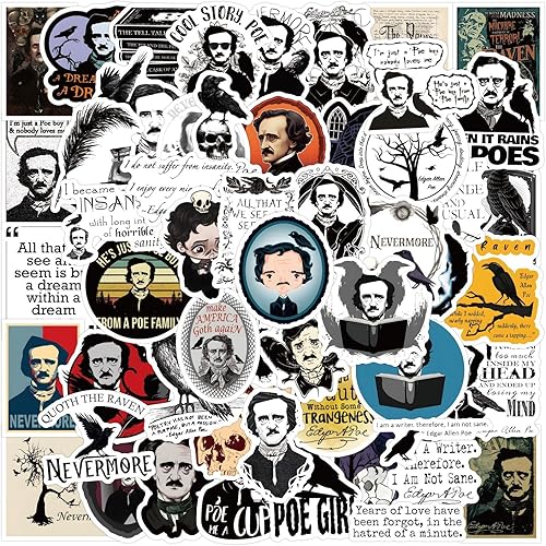 60 calcomanías de vinilo para computadora portátil, libro de escritor clásico, calcomanías de vinilo para botellas de agua, scrapook, teléfono,