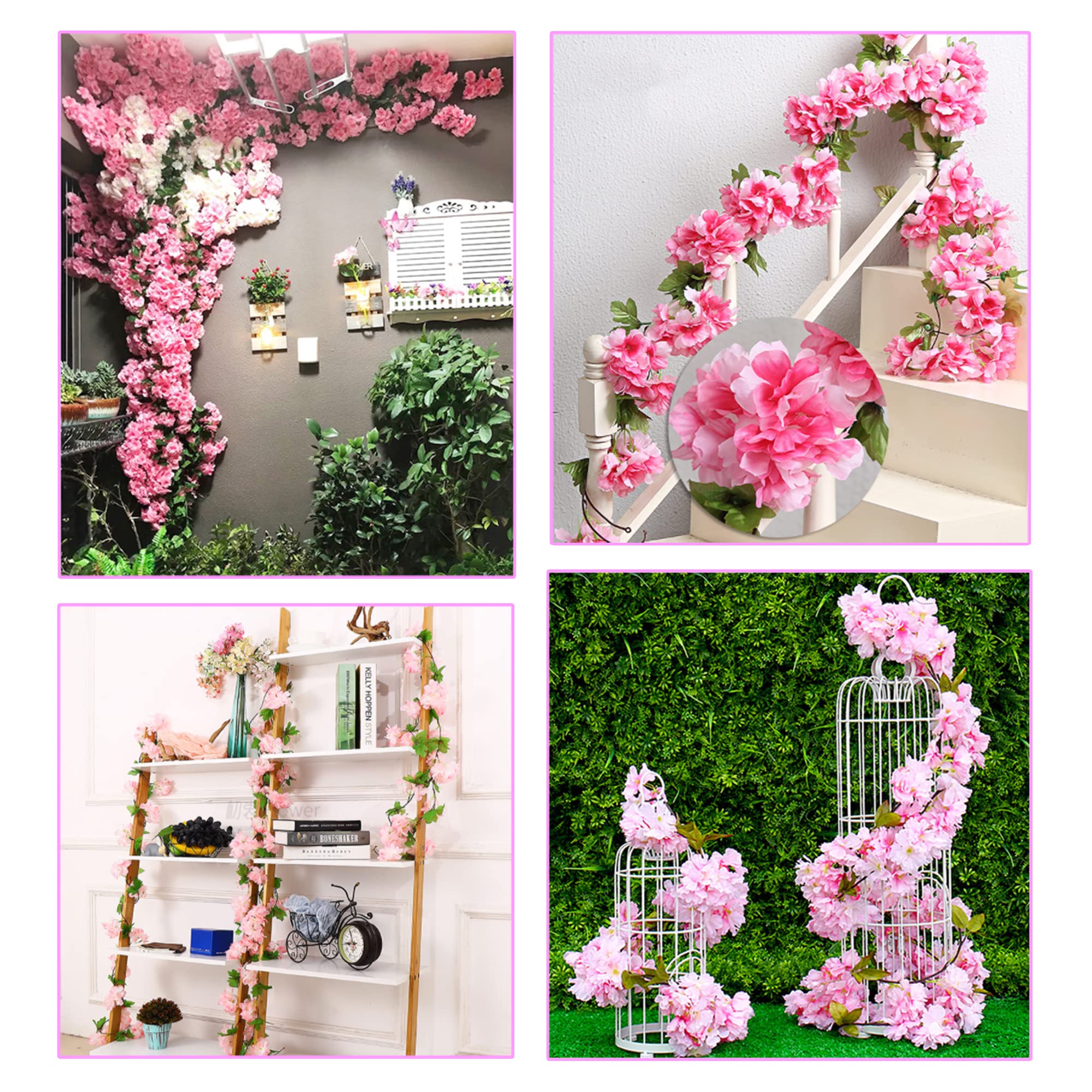 3 Pezzi Fiori di Ciliegio Finti, 180 cm Artificiale Ghirlanda Fiori, Primaverile Ghirlanda di Vite Fiore di Ciliegio, Fiore Artificiale Vines Hanging per Matrimonio, Giardino, Stanze Decor (Bianco