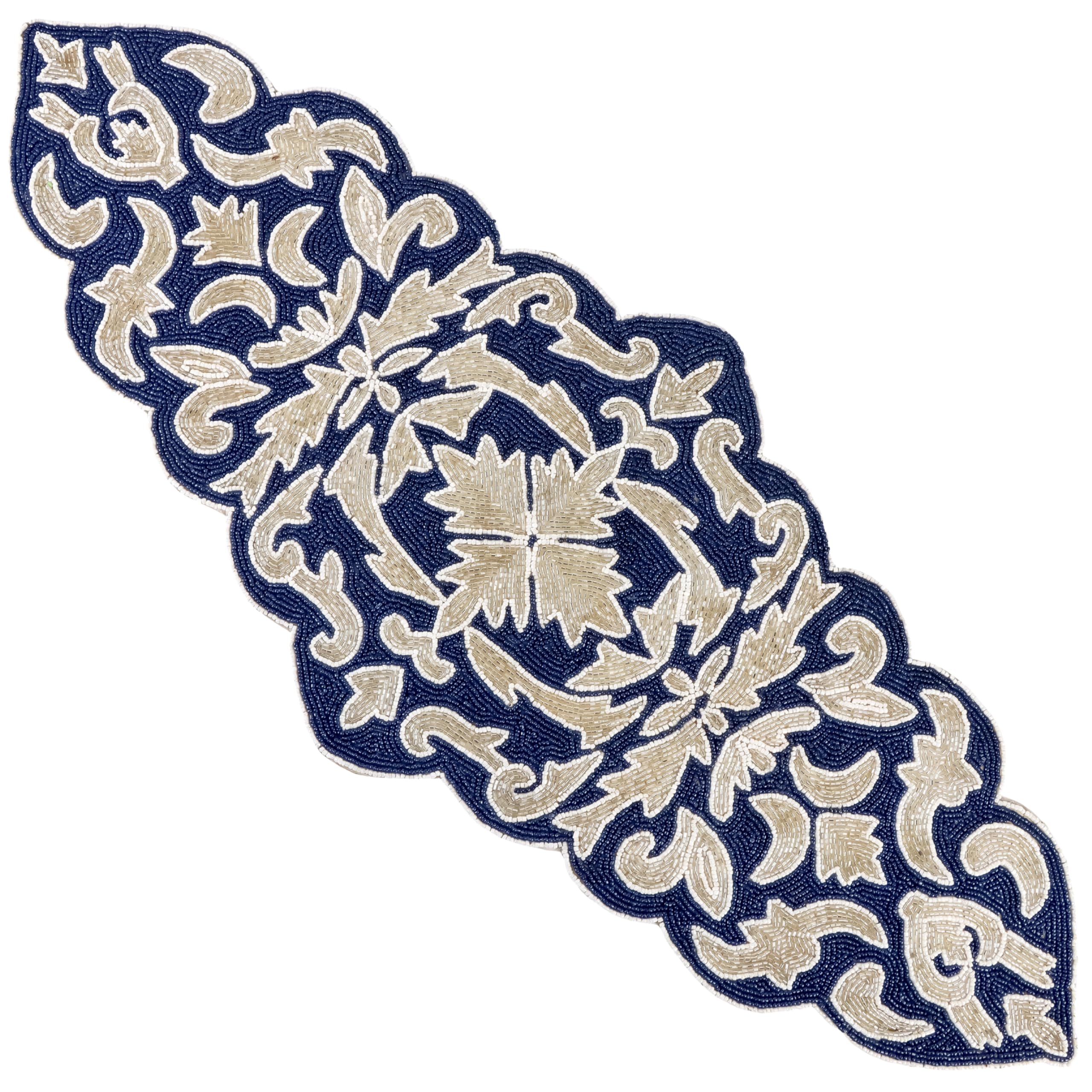 Camino para mesa de comedor, camino de mesa de cocina duradero, resistente a las manchas para mesa, mesa de cocina, camino de mesa duradero de 13 x 36 pulgadas, color azul marino plateado