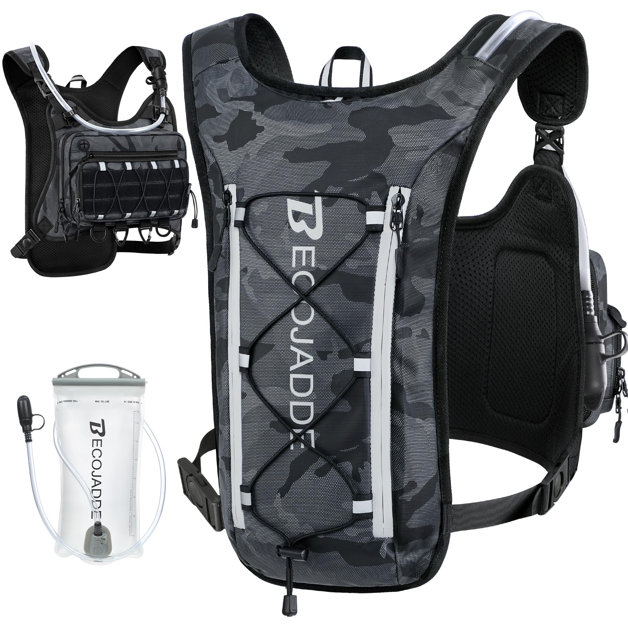 BECOJADDE Running Vest for Men Hydration Backpack with 2L Water Bladder | Lightweight Wat…