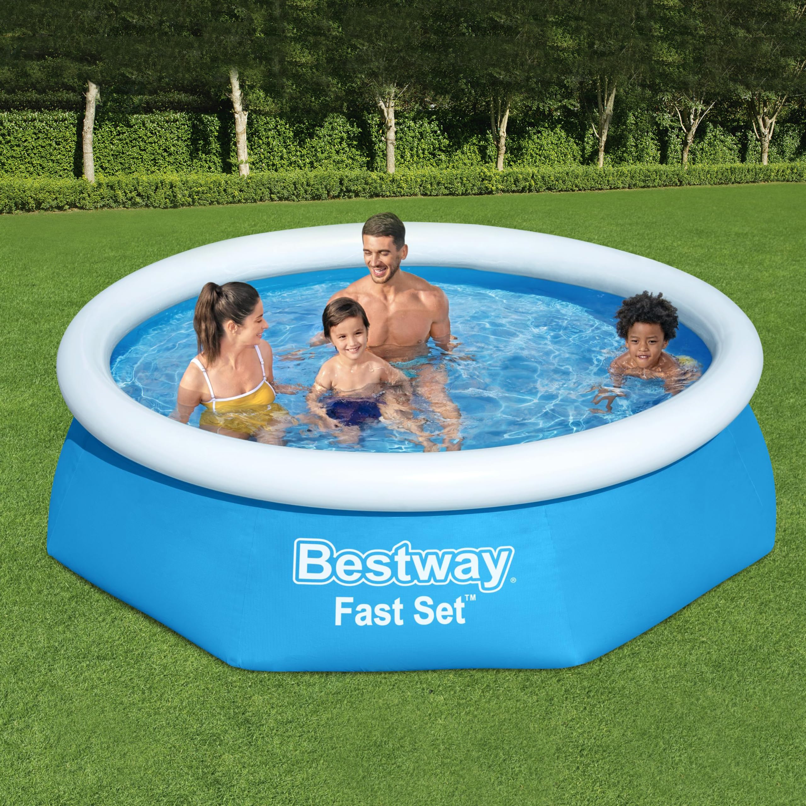 Bestway Fast Set Aufstellpool-Set mit Filterpumpe Ø 244 x 61 cm blau rund