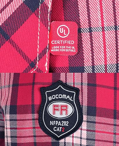 Miniatura 62 de BOCOMAL Camisas FR para hombre, resistentes al fuego, peso ligero, NFPA2112, camisa de soldadura ignífuga, acabado repelente al agua y al aceite