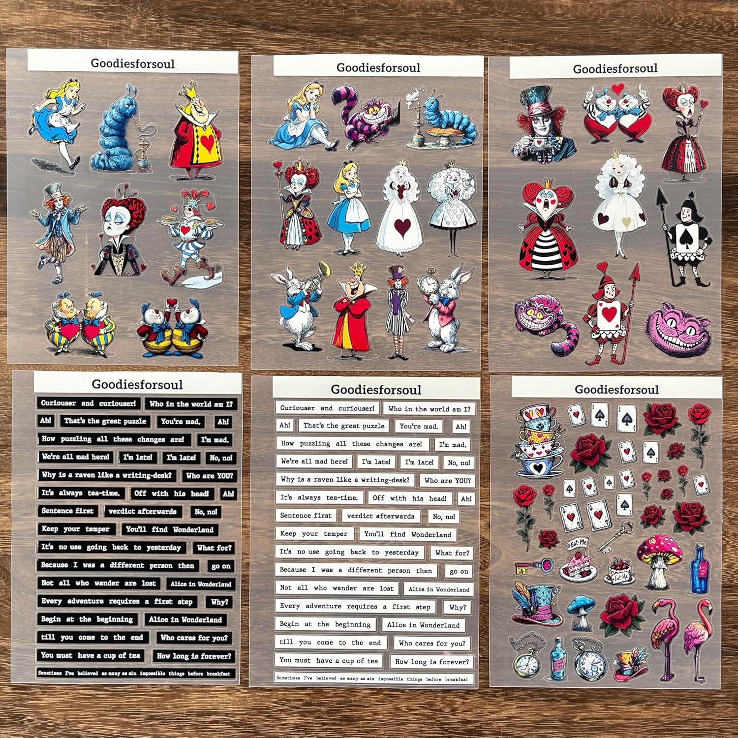 Goodiesforsoul Alice ATC Cards Bundle,Journaling Scrapbooking Supplies Kit Include Stickers and Cards for Artist Trading Cards,Planner,Bullet Journal,Junk Journal,Retro Crafts