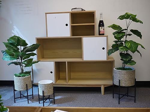 Miniatura 23 de Admired By Nature Juego de 2 macetas de mediados de siglo, soporte para plantas con soporte plegable para interiores y exteriores, maceta de pie