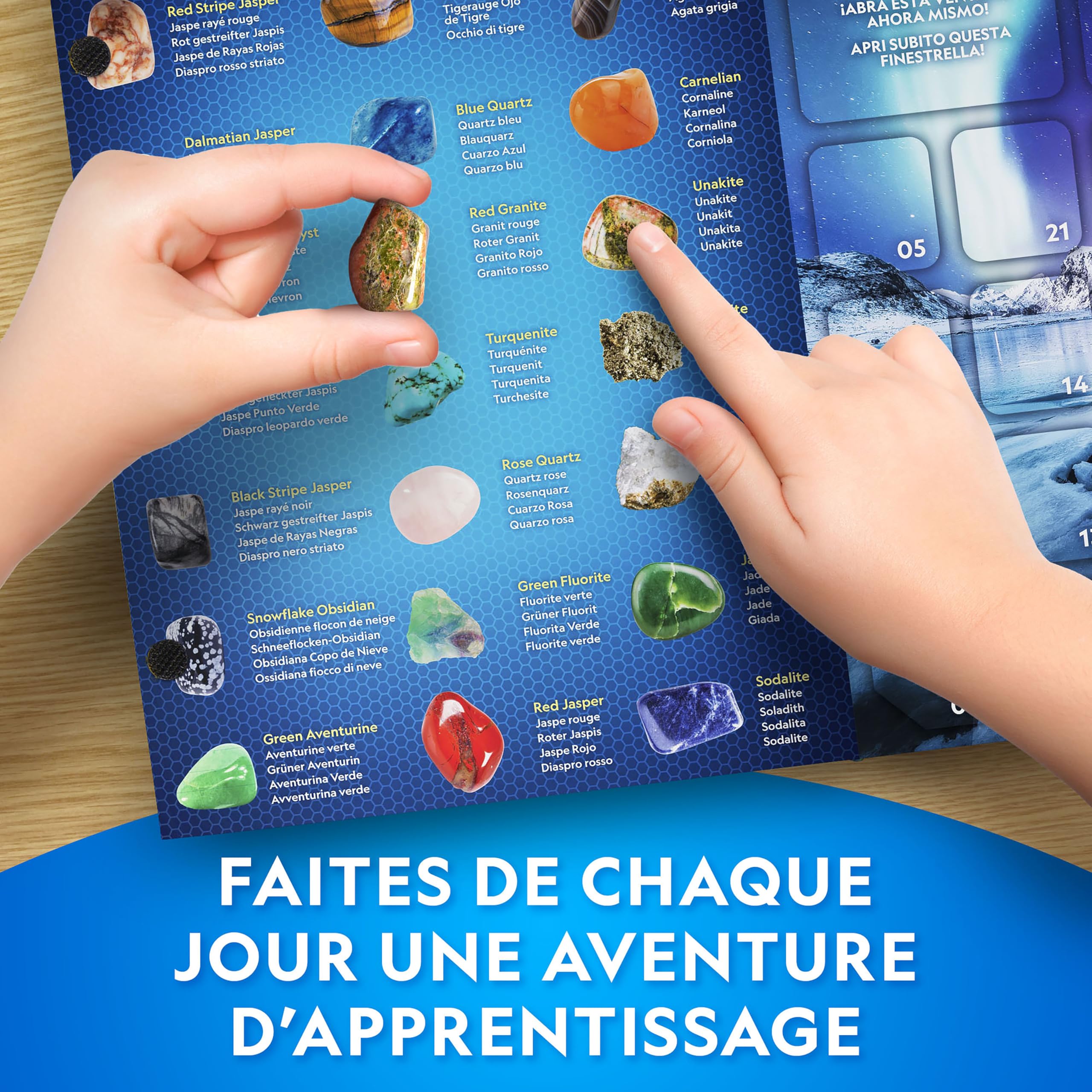 NATIONAL GEOGRAPHIC Calendrier de l'Avent Gemmes 2025 - 24 Gemmes à Découvrir, Collection de Roches Complète avec Mini Kit de Fouille