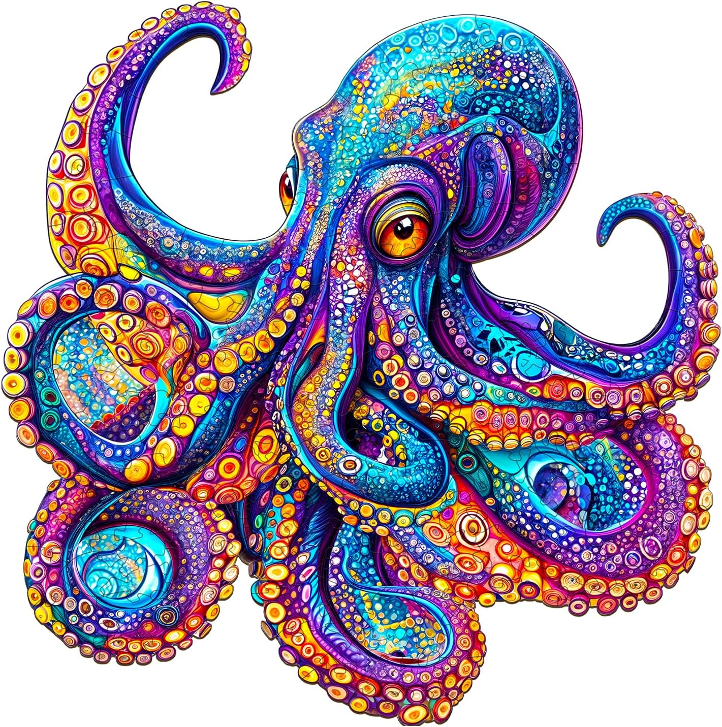 Jigfoxy Wooden Puzzles for Adults, Octopus Wooden Puzzle for Adults, Unique Animal-Shaped Wooden Jigsaw Puzzles, Christmas Thanksgiving Gifts for Family and Friends (L-13.4 * 13.3in-265pcs)