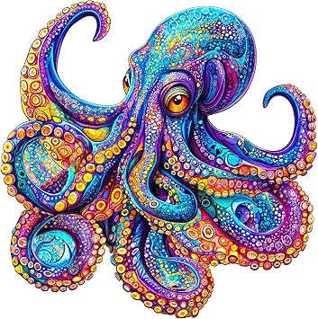 Jigfoxy Wooden Puzzles for Adults, Octopus Wooden Puzzle for Adults