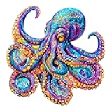 Jigfoxy Wooden Puzzles for Adults, Octopus Wooden Puzzle for Adults, Unique Animal-Shaped Wooden Jigsaw Puzzles, Christmas Thanksgiving Gifts for Family and Friends (S-8.5 * 8.4in-100pcs)
