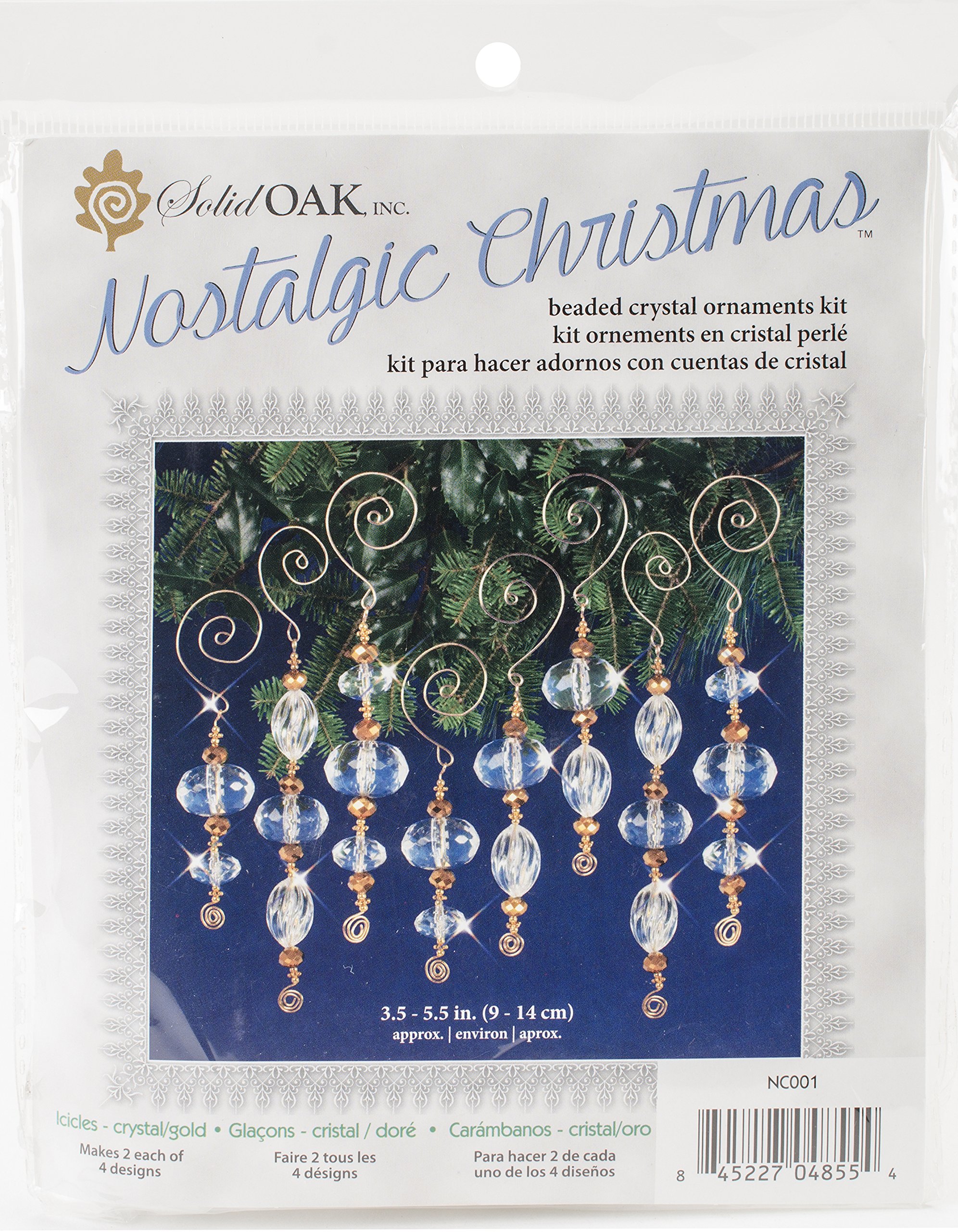 Nostalgic Christmas Beaded Crystal Ornament Kit-Gold & Crystal Icicles