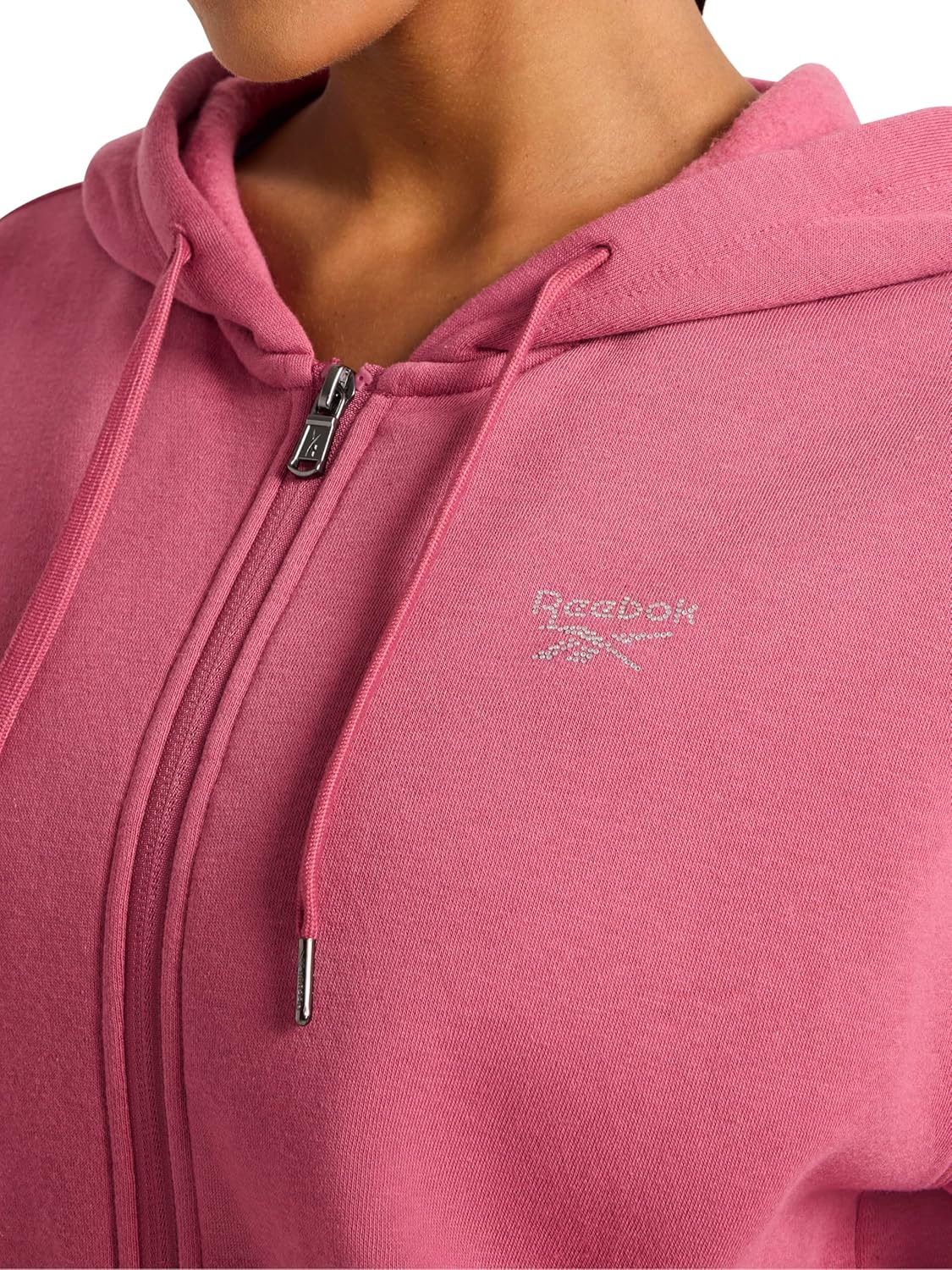 Reebok womens Rhinestone Full-zip Hoodie, Standard Fit, Midweight Cotton-poly Fabric - Image 6