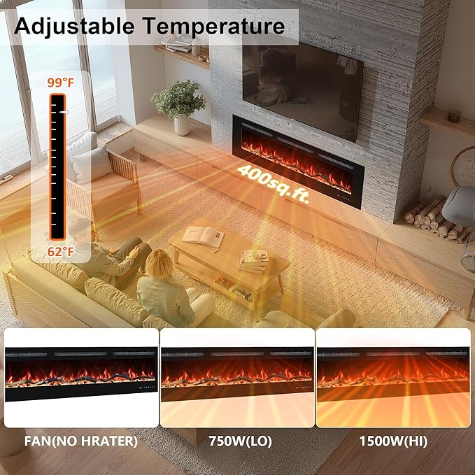 Chimenea Eléctrica VINEMOUNT 48", Inserción Empotrable y de Pared miniatura 6