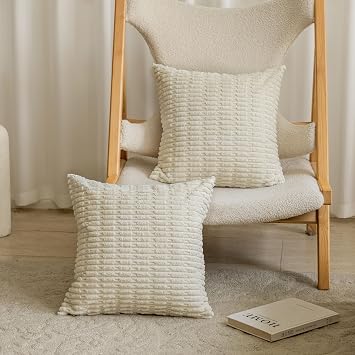 Home Brilliant Cream Pillow Covers 18x18 inch, Set of 2