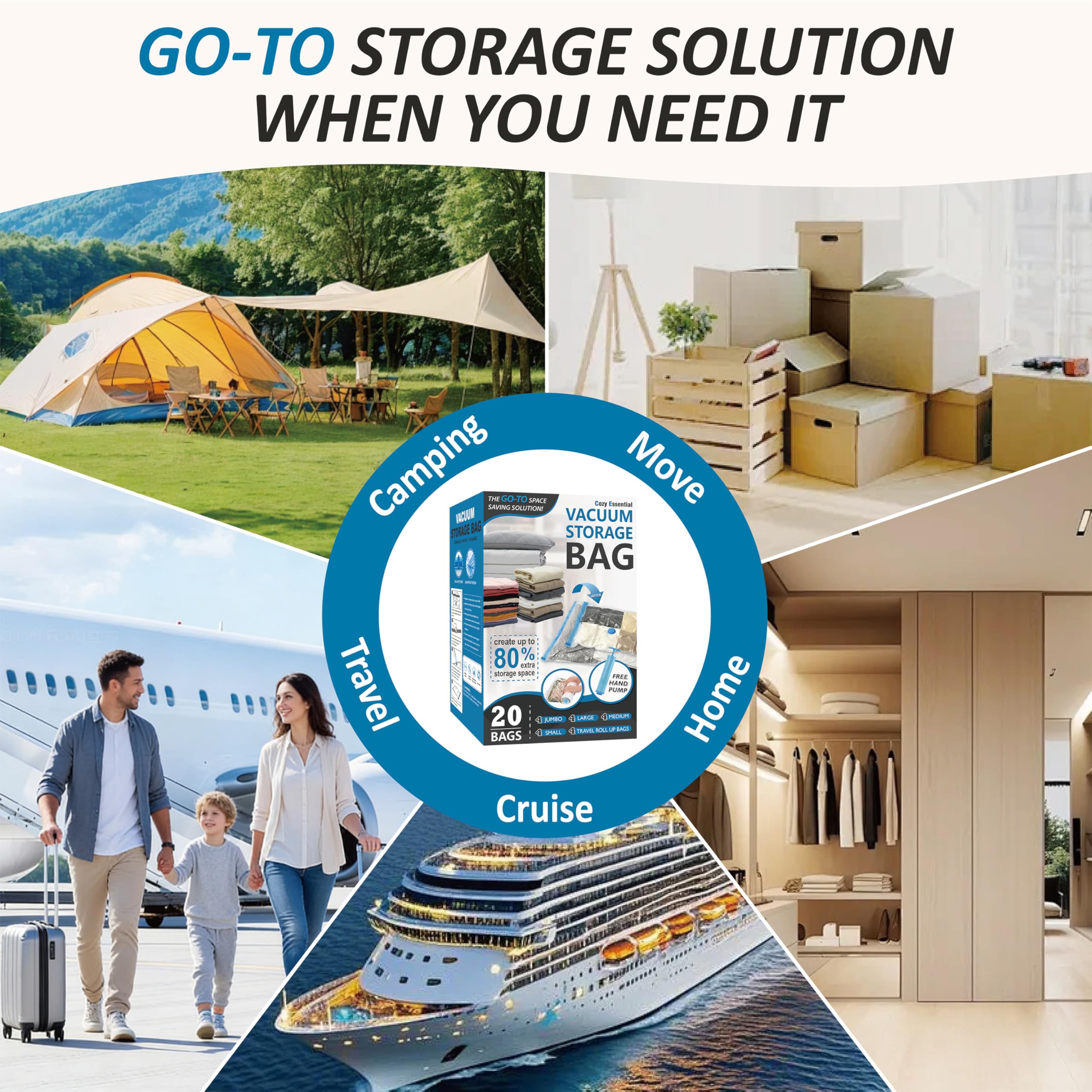 20 Combo Vacuum Storage Bags with Hand Pump T535564