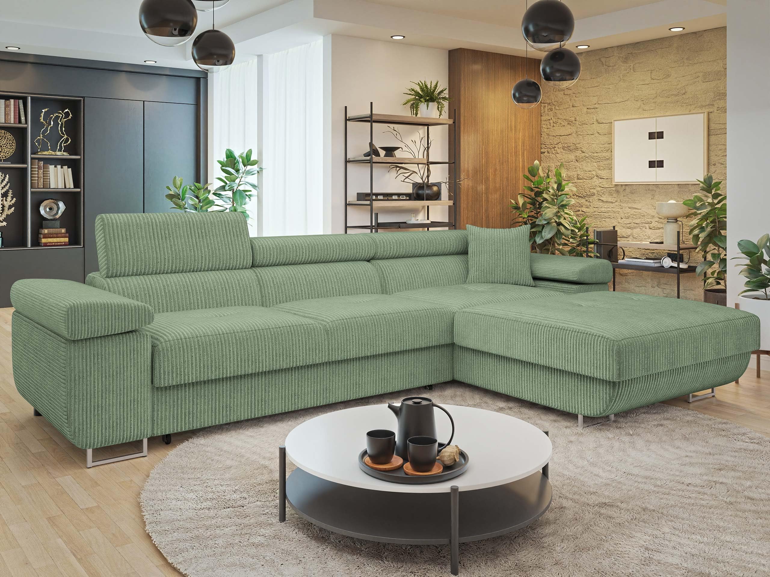 Mirjan24 Ecksofa Torezio Mini Cord mit Bettkasten (Poso 47, R)