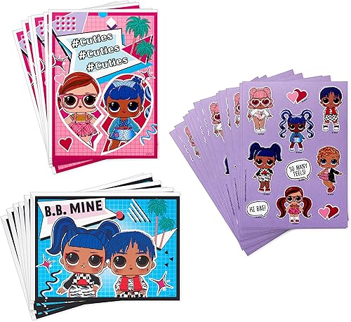 Hallmark Kids LOL Surprise! Tarjetas y calcomanías para el día de San Valentín (12 tarjetas de aula con sobres)