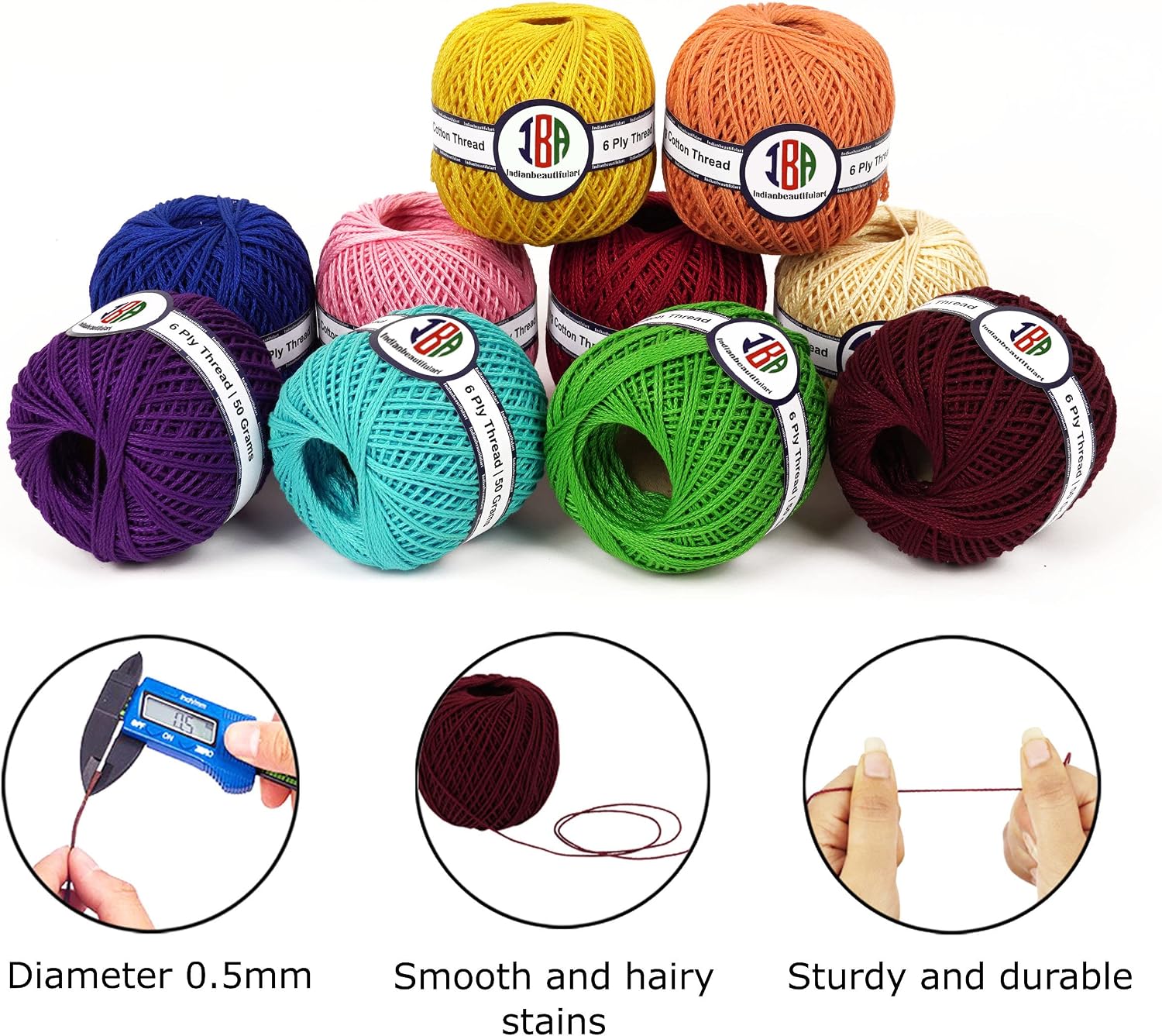 Knitting Cotton Cord 6 ply Crafts Thread Waterproof 0.5mm DIY Beading Crafts Thread String for Bracelet Necklace Jewelry Making Multicolor