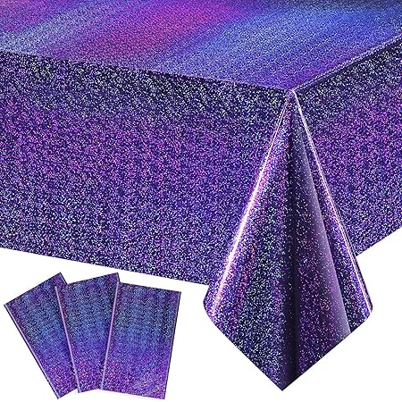CMUSKO Birthday Table Covers - 3pcs Purple Plastic Disposable Party Decorations