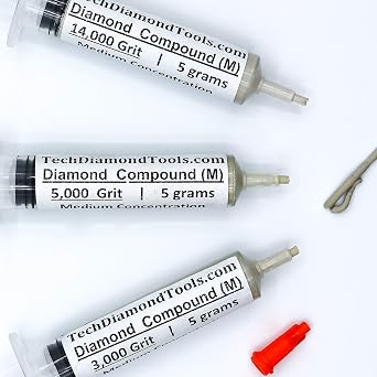 TechDiamondTools Set of 3 Diamond Polishing Compound Polishing Paste 3000 5000 14000 Grit Marble Glass Metal Rock Jewelry Resin Silver Gemstone Diamond Powder 25% Made in USA