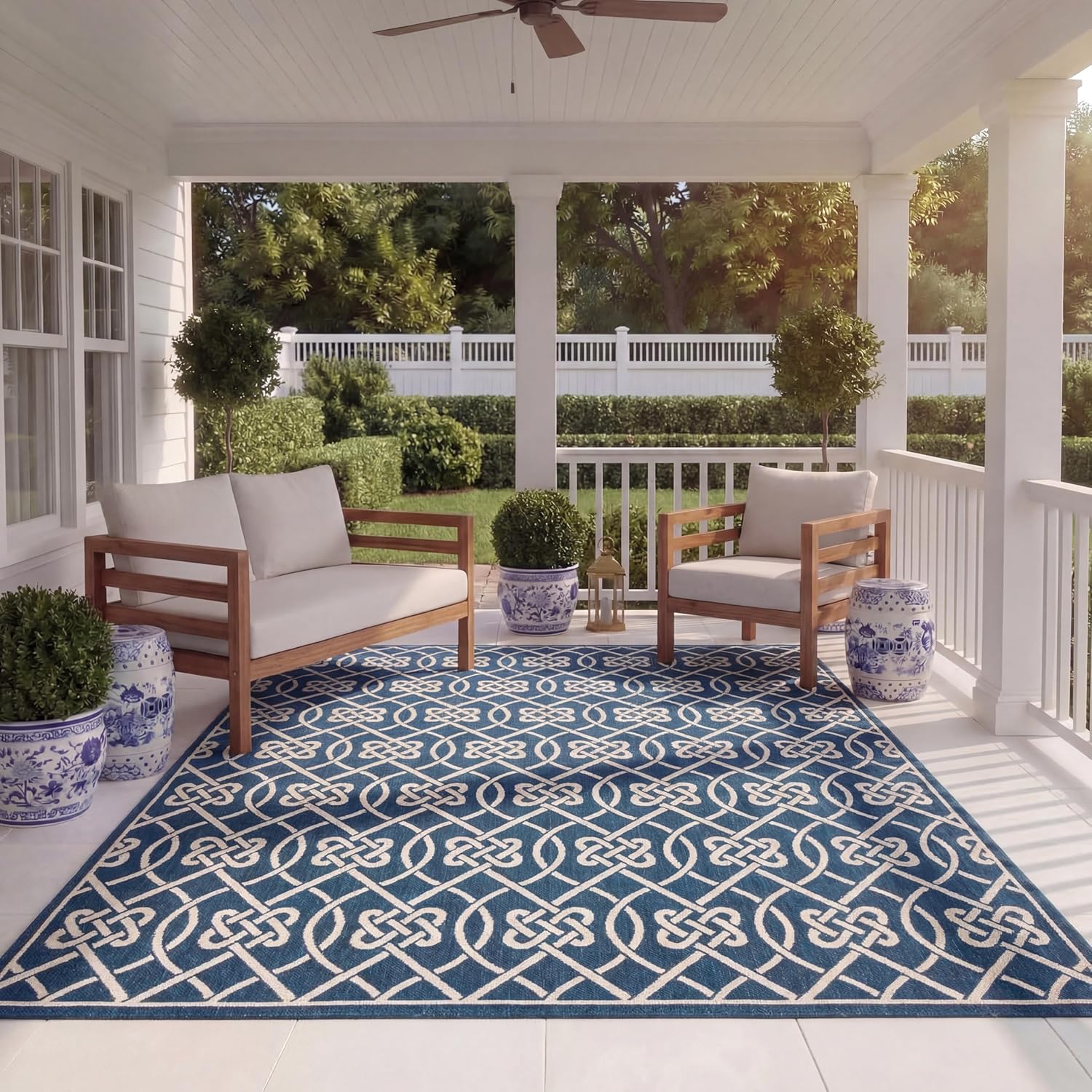 SAFAVIEH Washable Rug Outdoor Courtyard Collection - 8' x 11', Mocha & Light Beige, Non-Shedding & Easy Cleaning, Ideal for Patio, Backyard, Mudroom (CY6302-232)