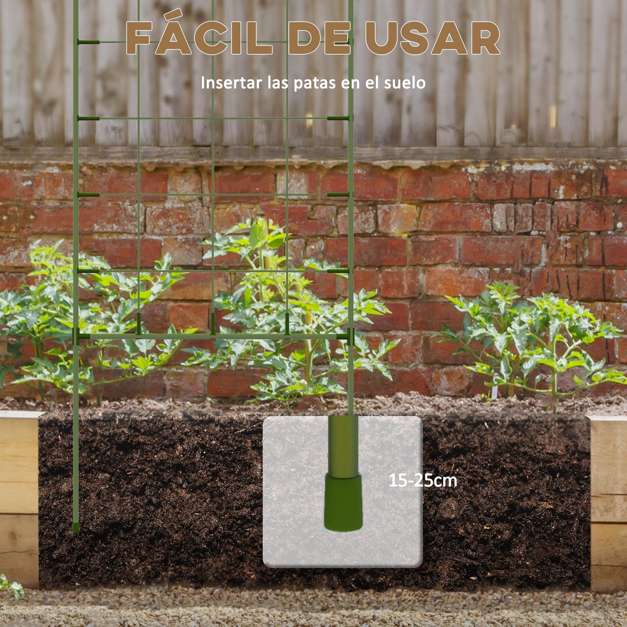 Outsunny Juego de 4 Enrejados de Jardín con Marco de Acero Soportes para Trepadoras para Verduras Frutas Flores Patio Terraza Decoración Exterior 40x90 cm Verde