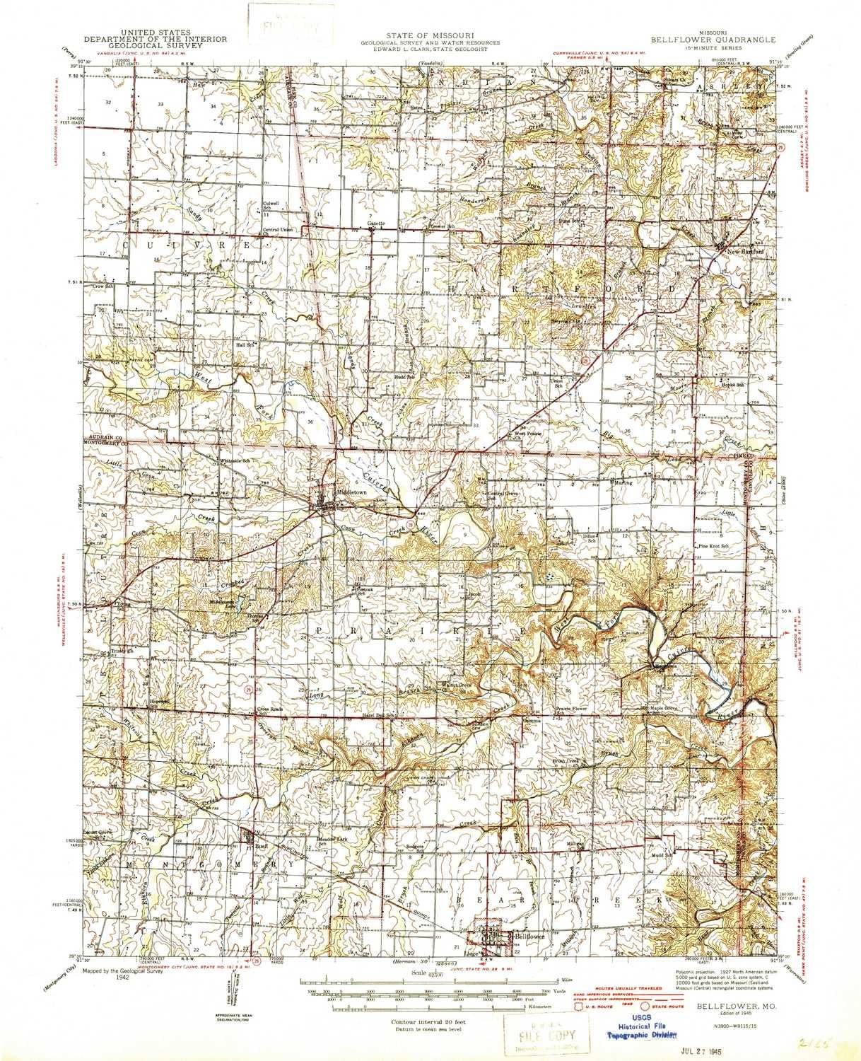 Bellflower MO topo map, 162500 Scale, 15 X 15 Minute