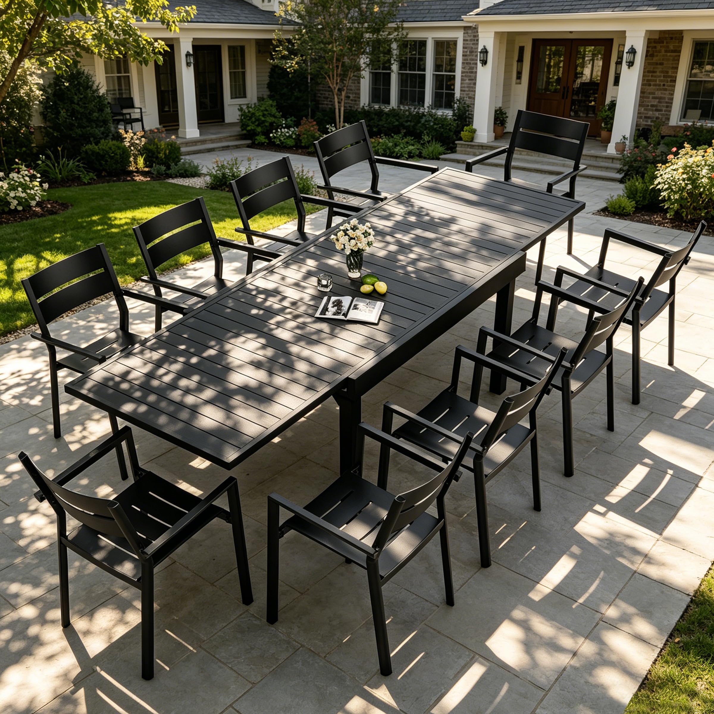 Pellebant 11-Piece Aluminum Outdoor Dining Set Stackable