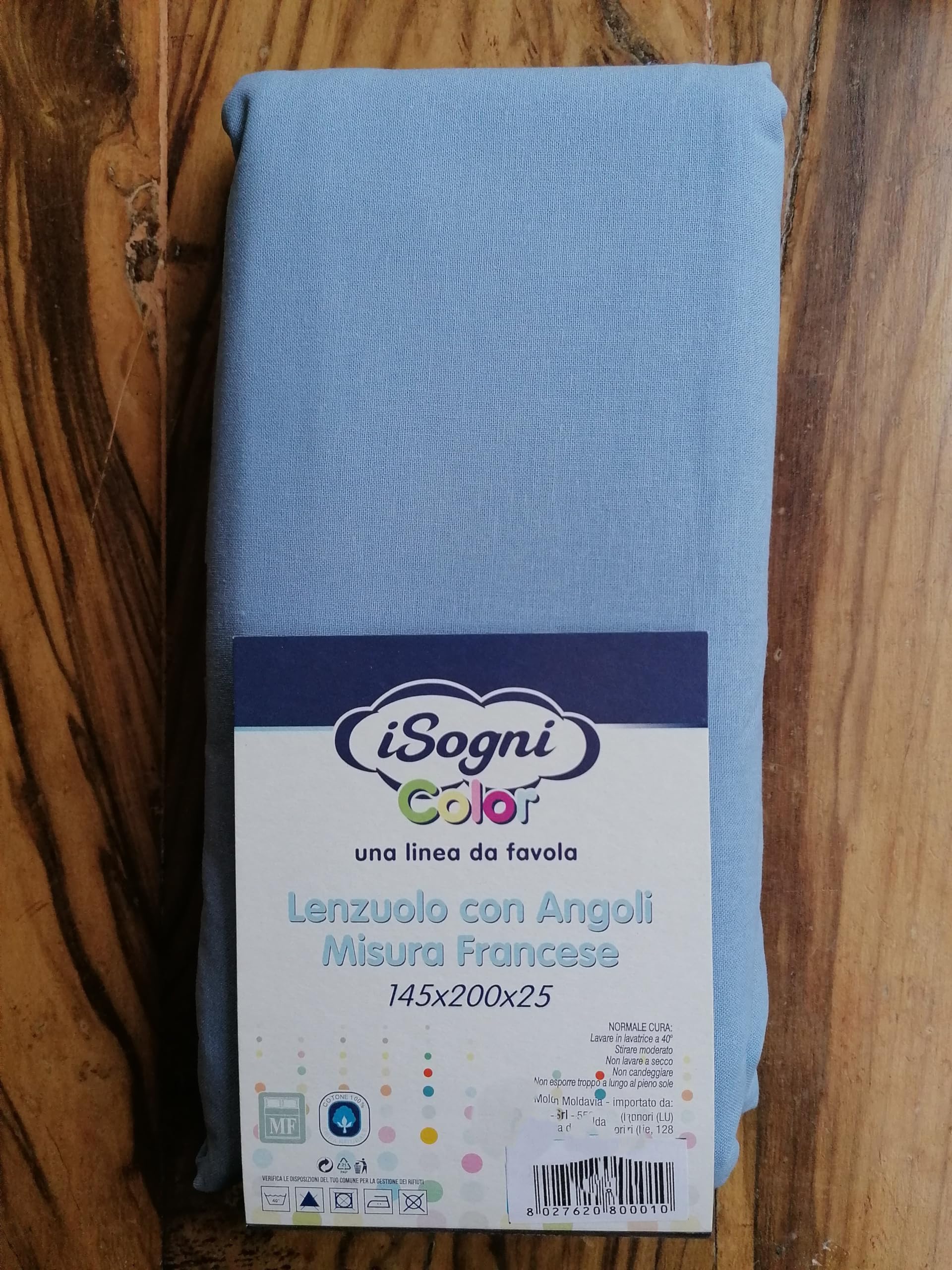 pay little I pay little Fitted sheet with corners French size: 145X200+25 100% Cotton (Light Blue), Heavenly - Image 2