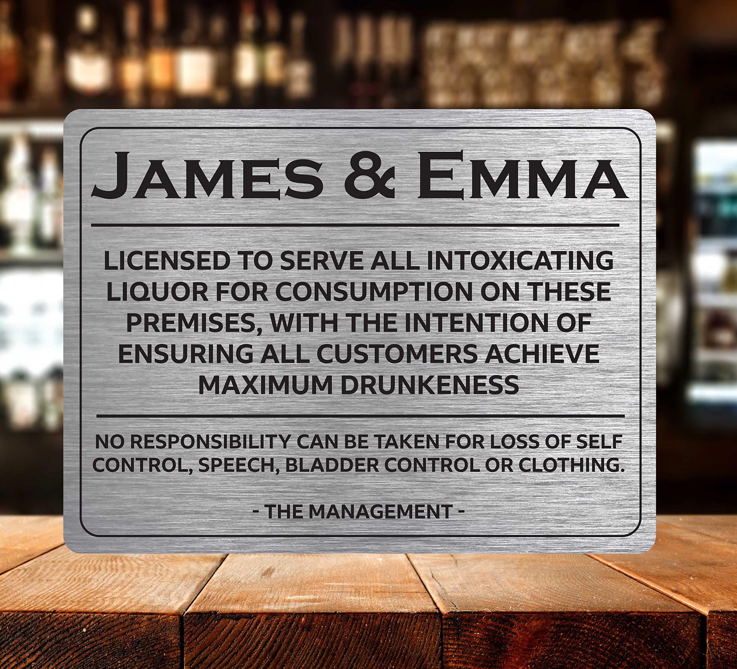 Funny Personalised Bar Sign - Metal Tin Plaque Man Cave - Home Pub - Garage Shed