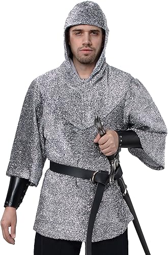 Miniatura 2 de Conjunto de túnica renacentista de imitación de cadena, camisa tipo túnica de coif medieval de caballero y cruzado