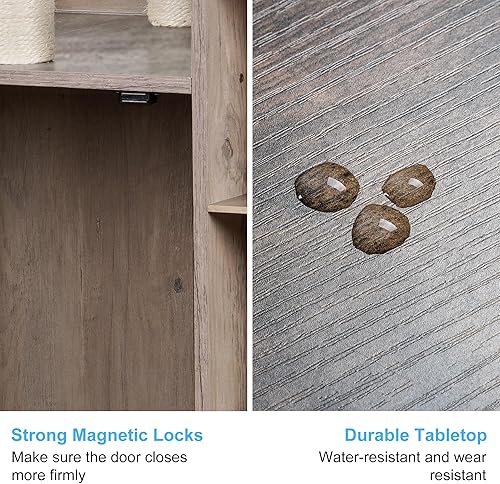 Miniatura 8 de Hey-brother Árbol para gatos con caja de arena, moderna torre para gatos de interior con plataforma grande, estación de comida de condominio y 2