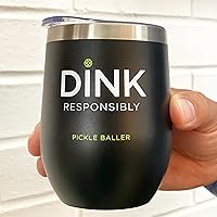Vista 9 de Super Fly Goods -Dink Responsibly - Vaso térmico de vino de pickleball de 12 onzas – Vaso térmico aislado de acero inoxidable con tapa Regalos