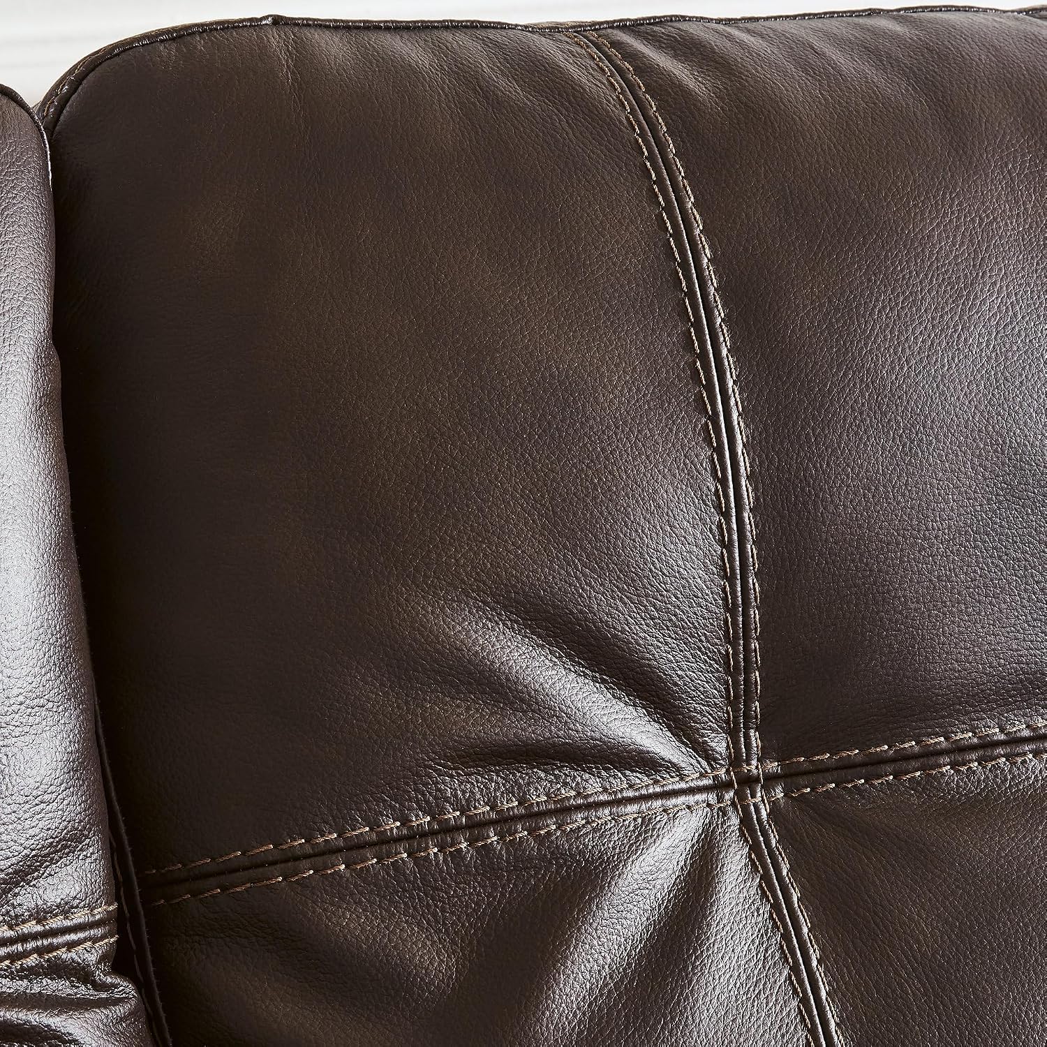 BOWERY HILL Queen Leather Sofa Sleeper, Brown Finish, 85" W x 38" D x 39" H, Solid and Engineered Wood Frame, Tufted Cushions, Pull-Out Memory Foam Mattress, Contemporary Style Living Room Furniture