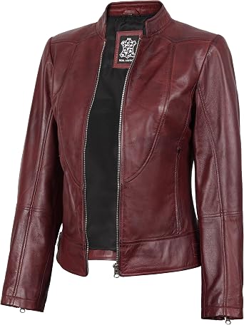 Blingsoul Leather Jacket Women - Cafe Racer Real Lambskin Womens Leather Jacket