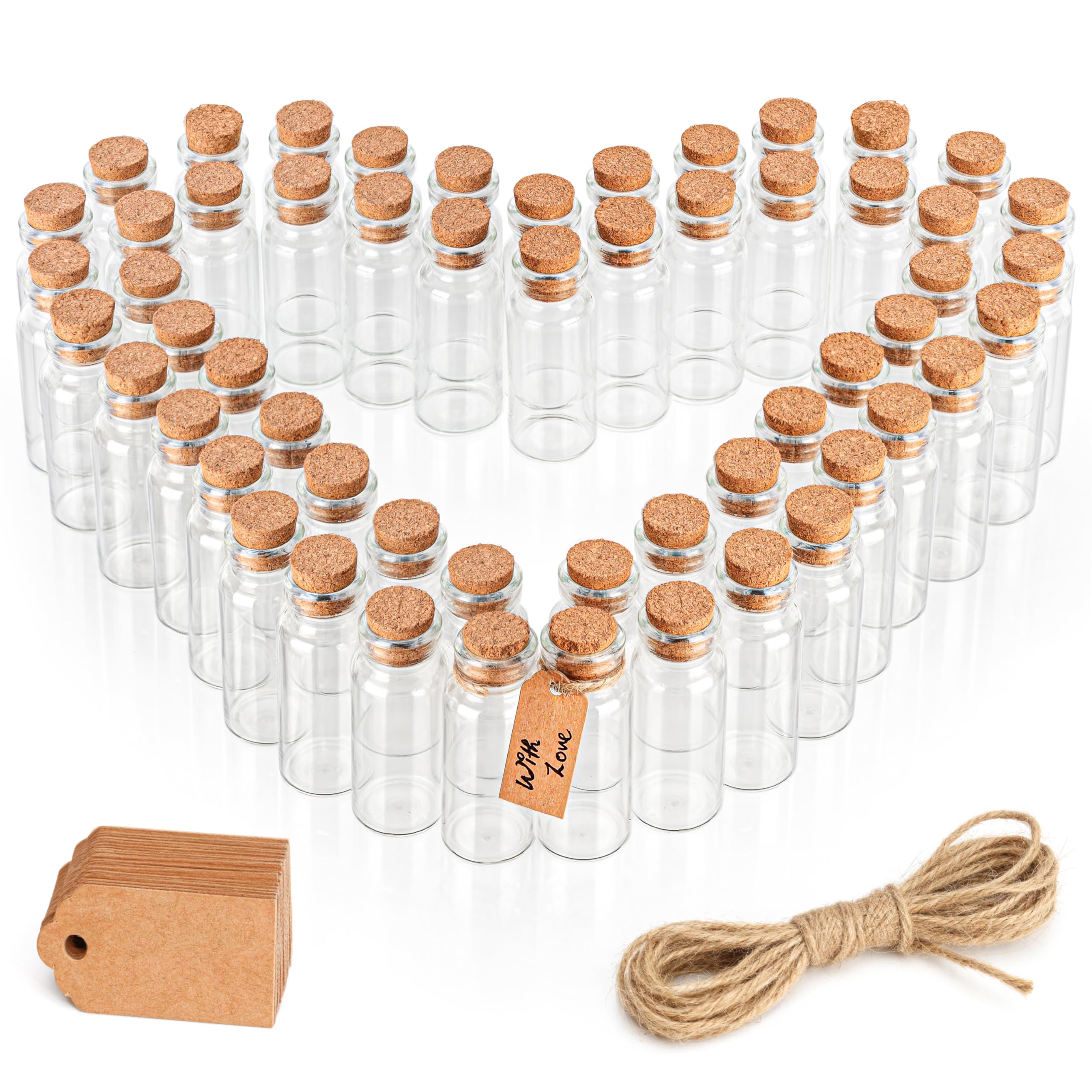 12 Bouteilles Sphériques En Plastique Avec Bouchon Liège – Pour Décorations, DIY, Fêtes – Transparent 8cm