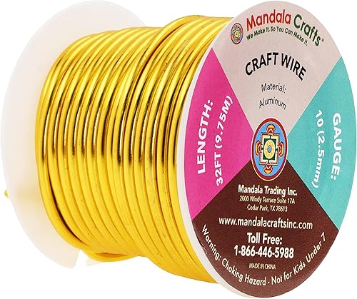 Vista 762 de Mandala Crafts Alambre de aluminio anodizado de calibre 8 para hacer joyas, alambre neutro flexible de color de 128 pies, flexible y flexible